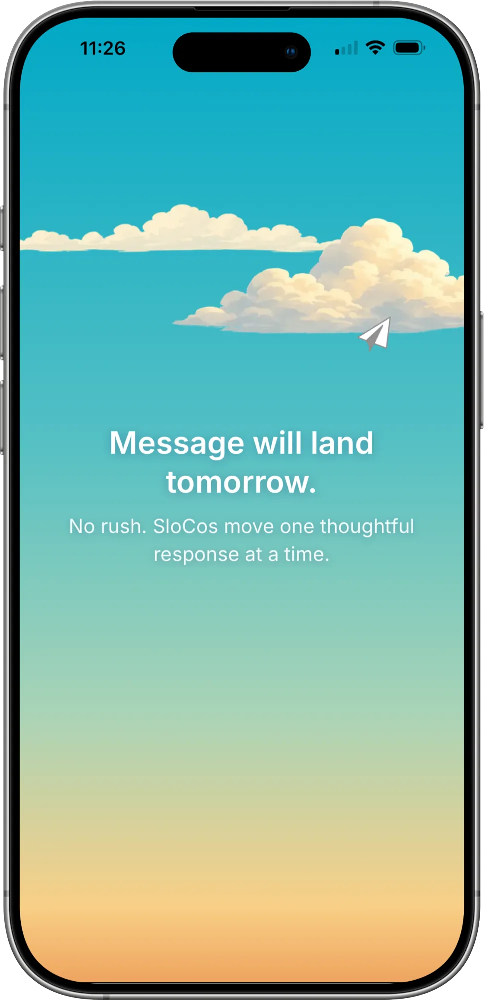 Delayed SloCo message shown in the Slomoji app