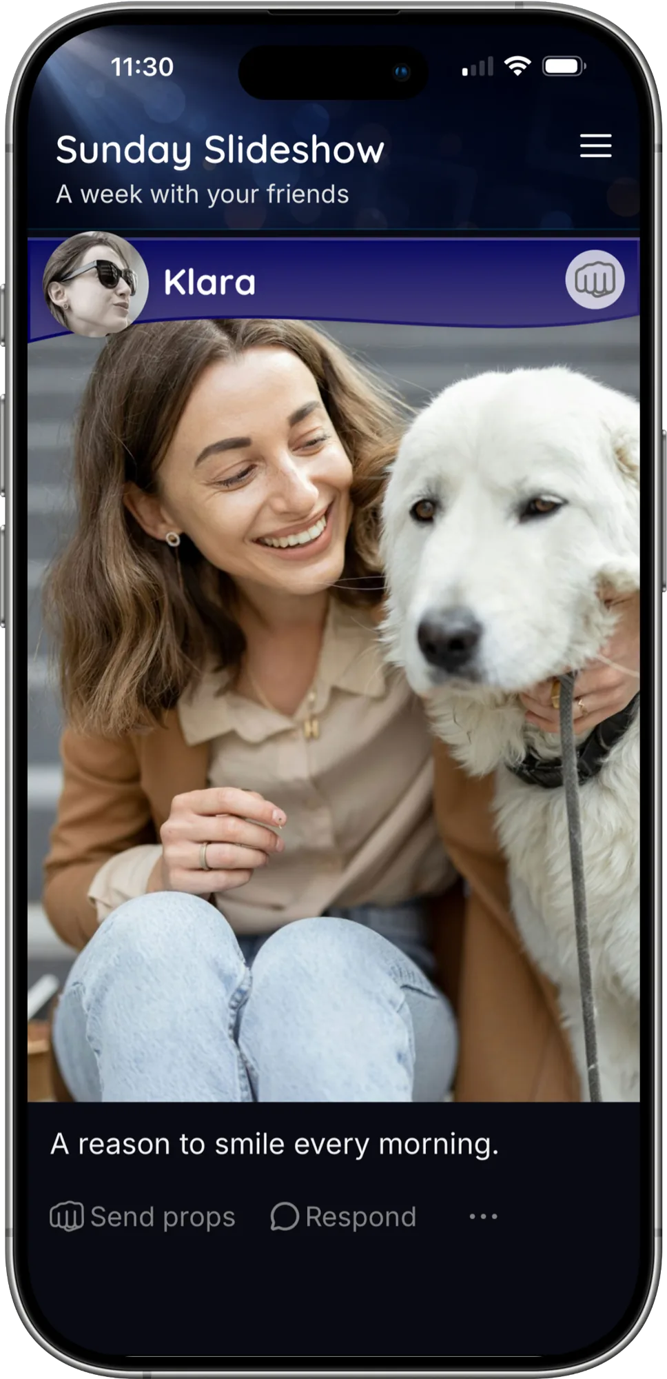 Sunday Slideshow shown in the Slomoji app